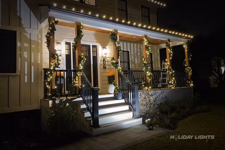Garlands Decoration Porch Pillars - Holiday Lights FL