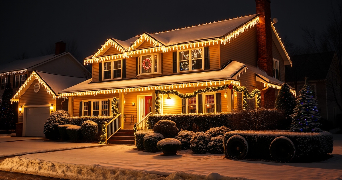 Professional residential holiday lighting installation in Florida
