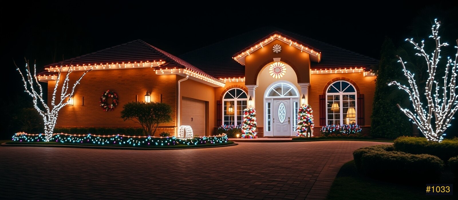 Festive Kendale Lakes home at night